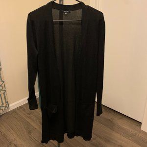 Verve Ami Black Long Open Front Sweater